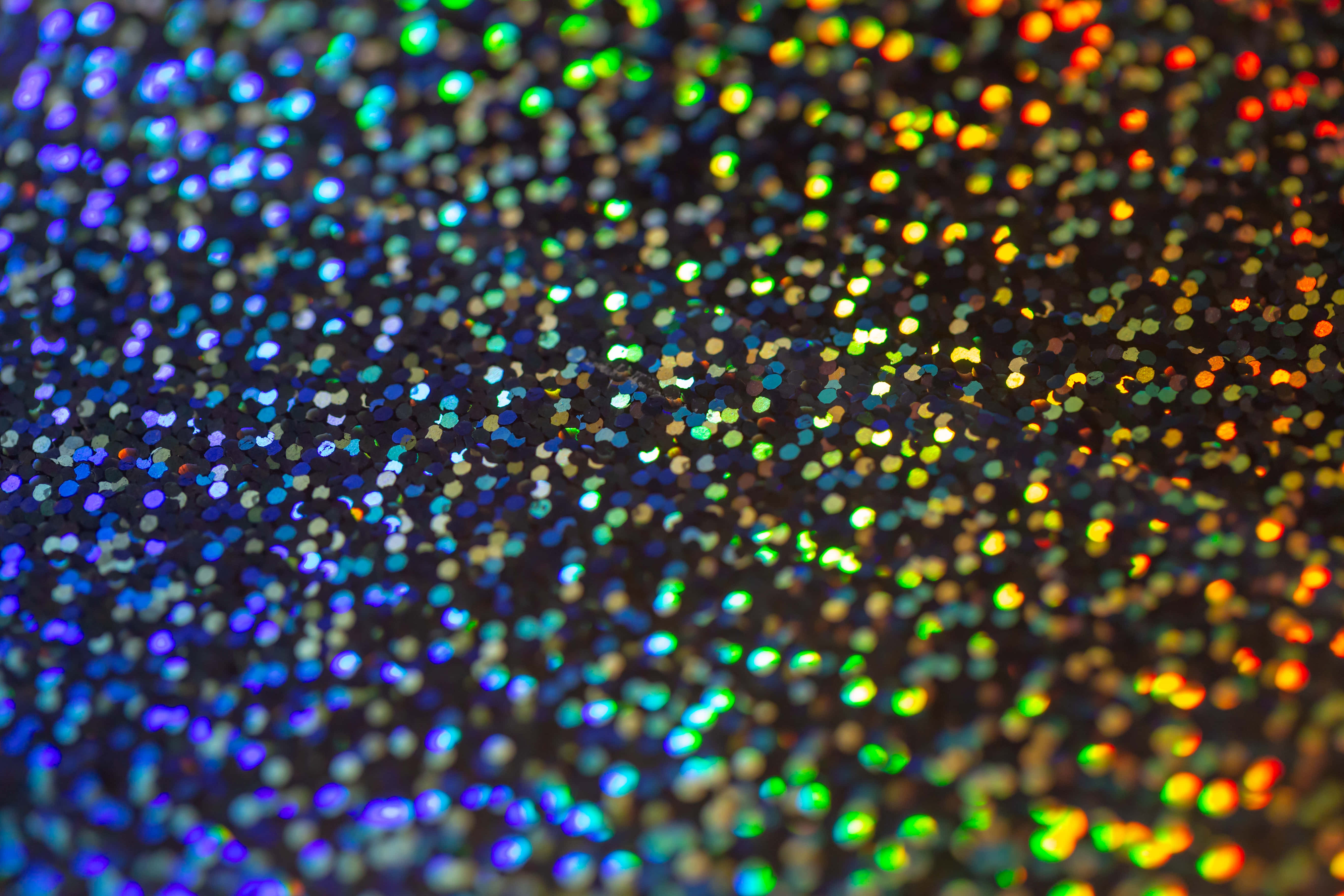 Rainbow Glitter, shimmering multicolored glitter, dark background, 5K Desktop Wallpaper