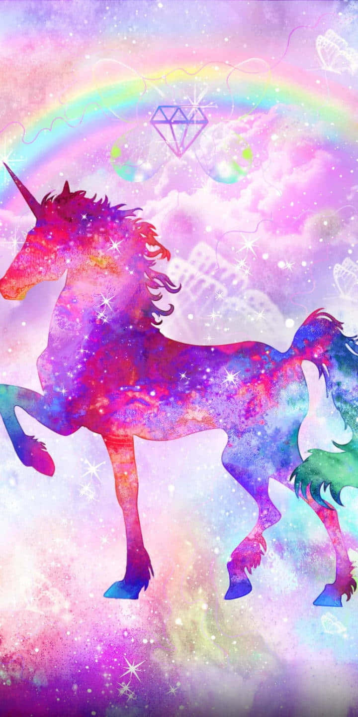 cosmic unicorn, glittering galaxy, rainbow, HD Phone Wallpaper