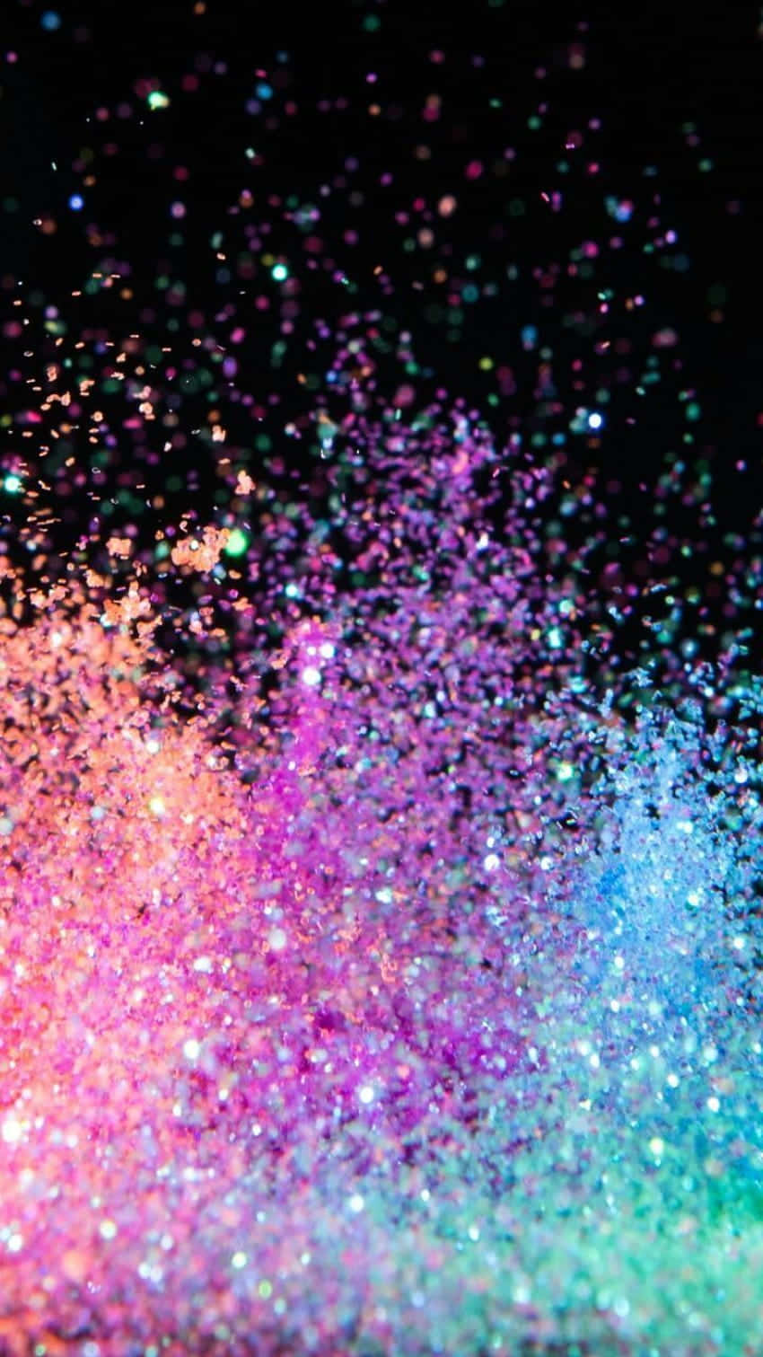 Rainbow Glitter, multicolored glitter particles, deep black background, HD Phone Wallpaper