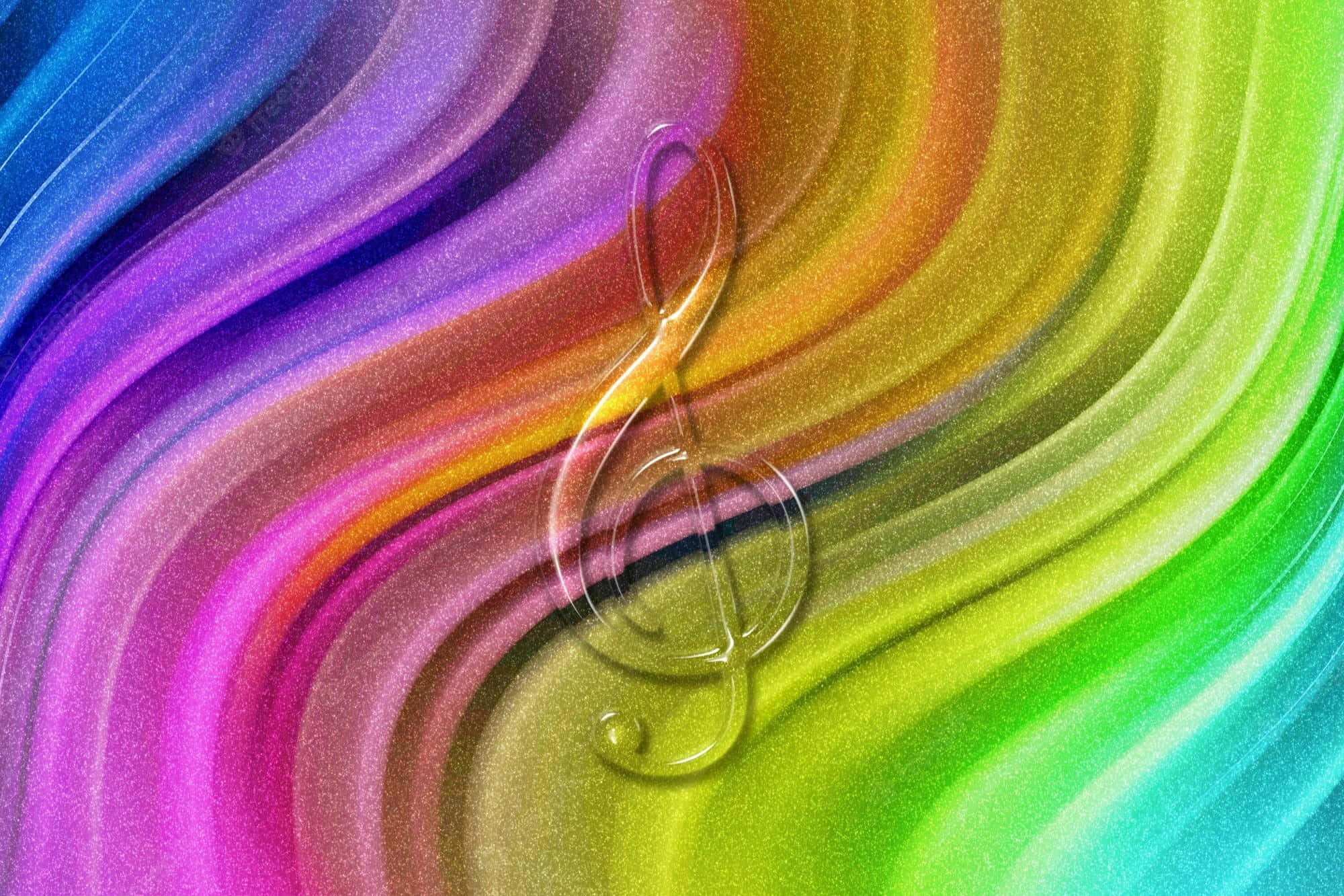 Rainbow Glitter, treble clef, rainbow swirl, Full HD Desktop Wallpaper