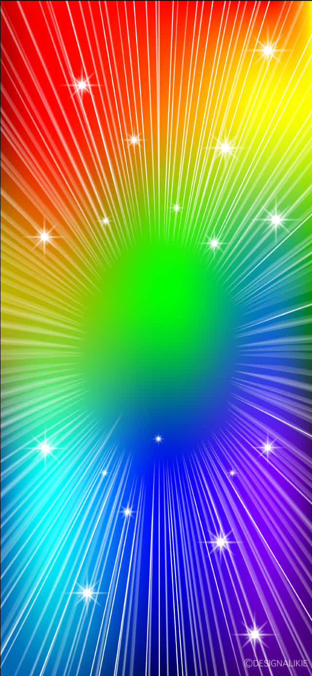 Rainbow Glitter, vibrant rainbow rays, glowing center, HD Phone Wallpaper