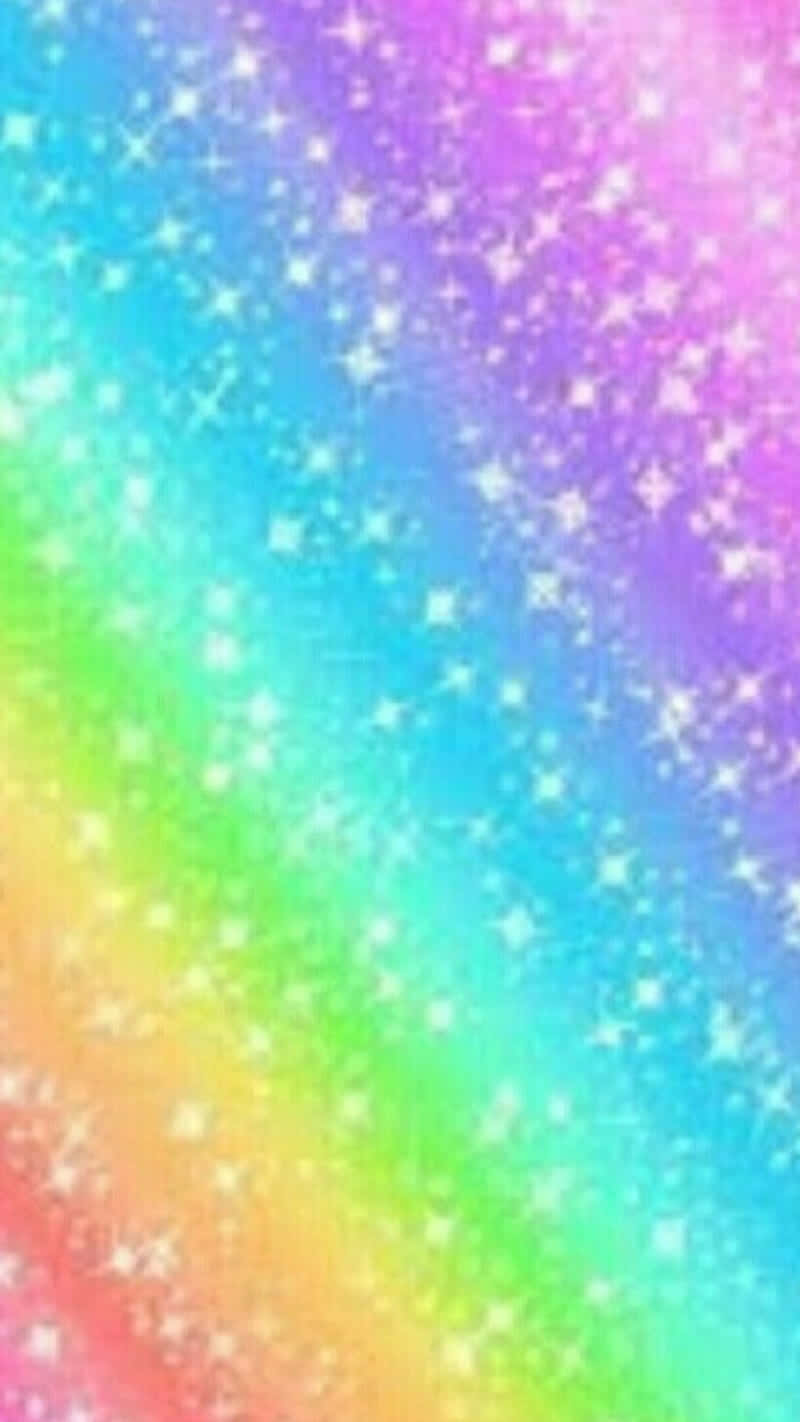 rainbow glitter, vibrant rainbow gradient sky, sparkling white stars, HD Phone Wallpaper
