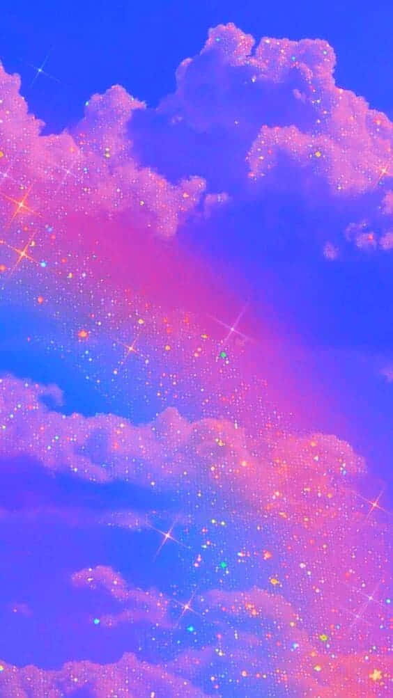 Cute Rainbow, vibrant purple, pink clouds, SD Phone Wallpaper