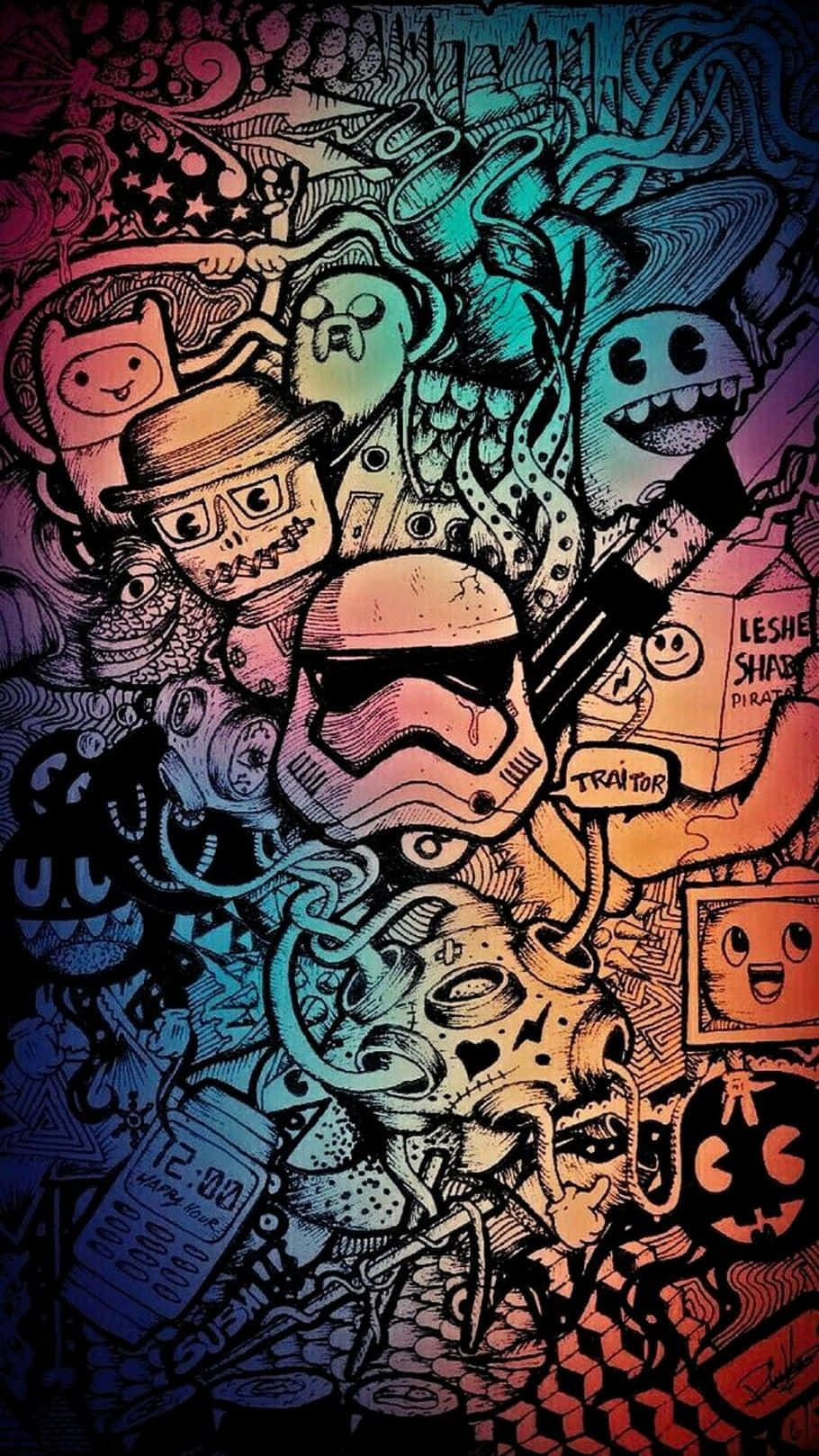 dope graffiti, vibrant colors, cartoon characters, HD Phone Wallpaper