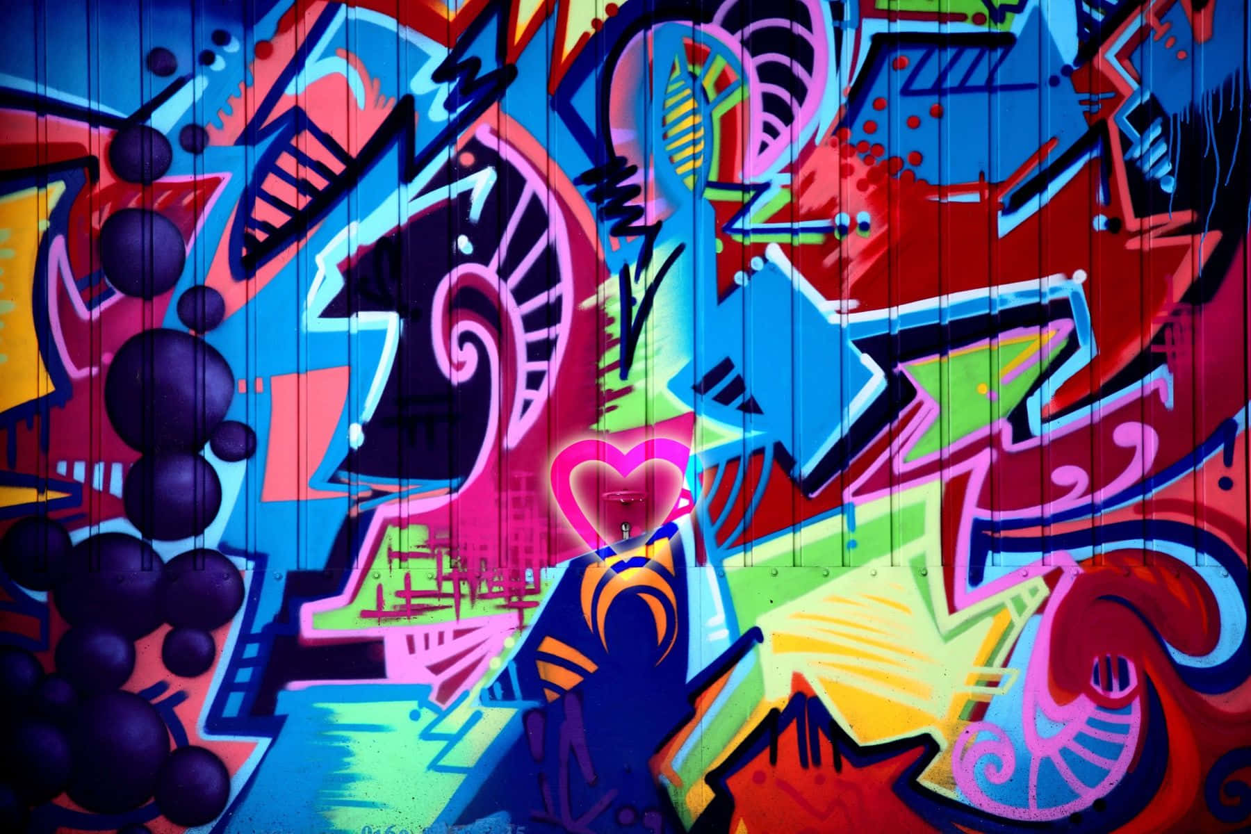 neon colors, graffiti art, weathered wall, HD Desktop Wallpaper
