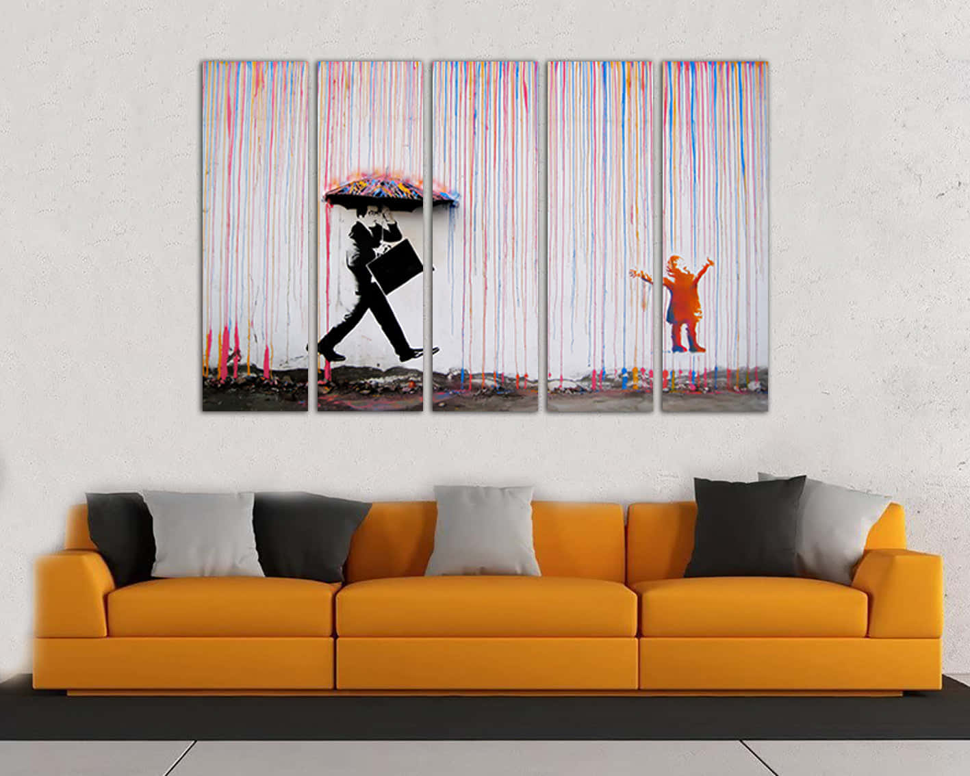 Banksy-style, triptych, suited figure, HD Desktop Wallpaper