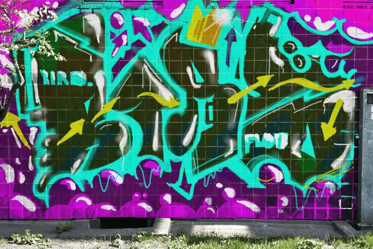 teal purple, yellow, tiled wall, SD Desktop Wallpaper