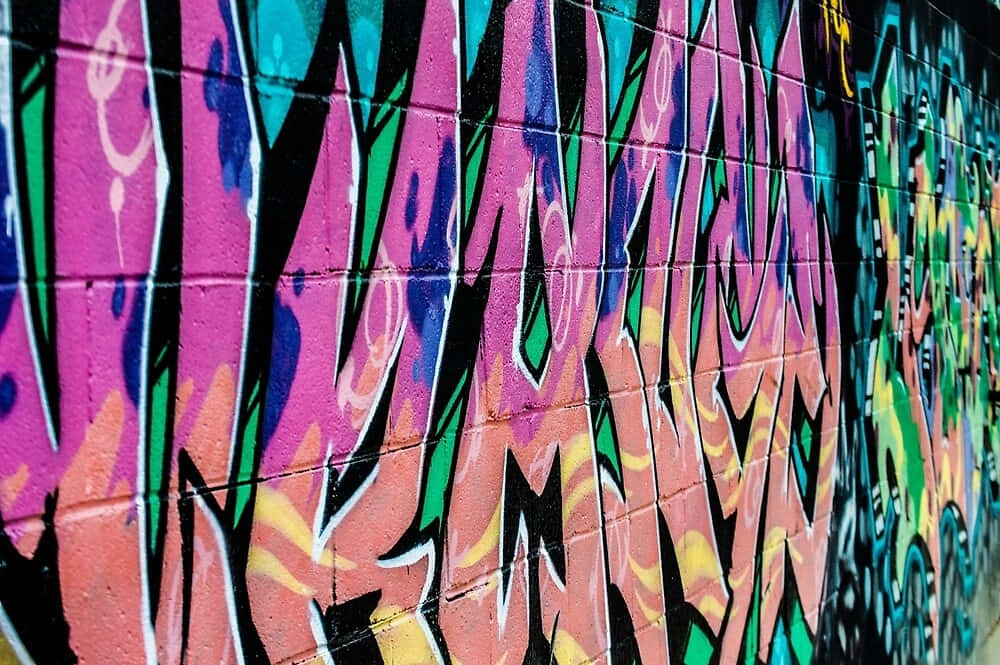 Vibrant Neon Graffiti Art, pink, green, SD Desktop Wallpaper