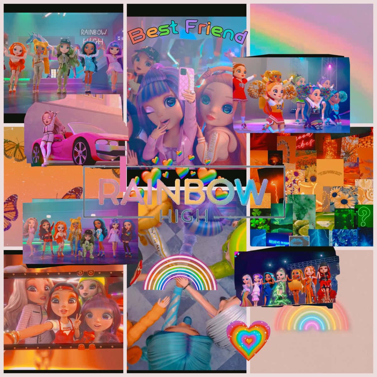 Rainbow High, rainbows, cheerleading cars, SD Desktop Wallpaper