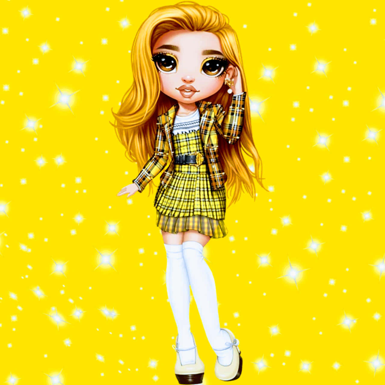 Rainbow High, chibi-style, long blonde hair, HD Desktop Wallpaper
