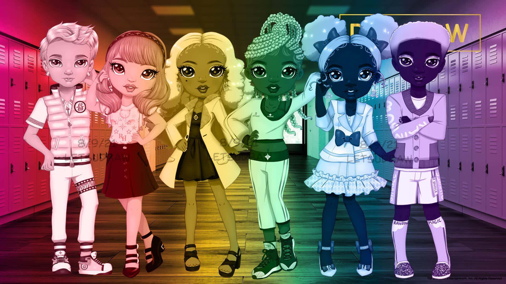Rainbow High, anime girls, colorful outfits, Full HD Desktop Wallpaper