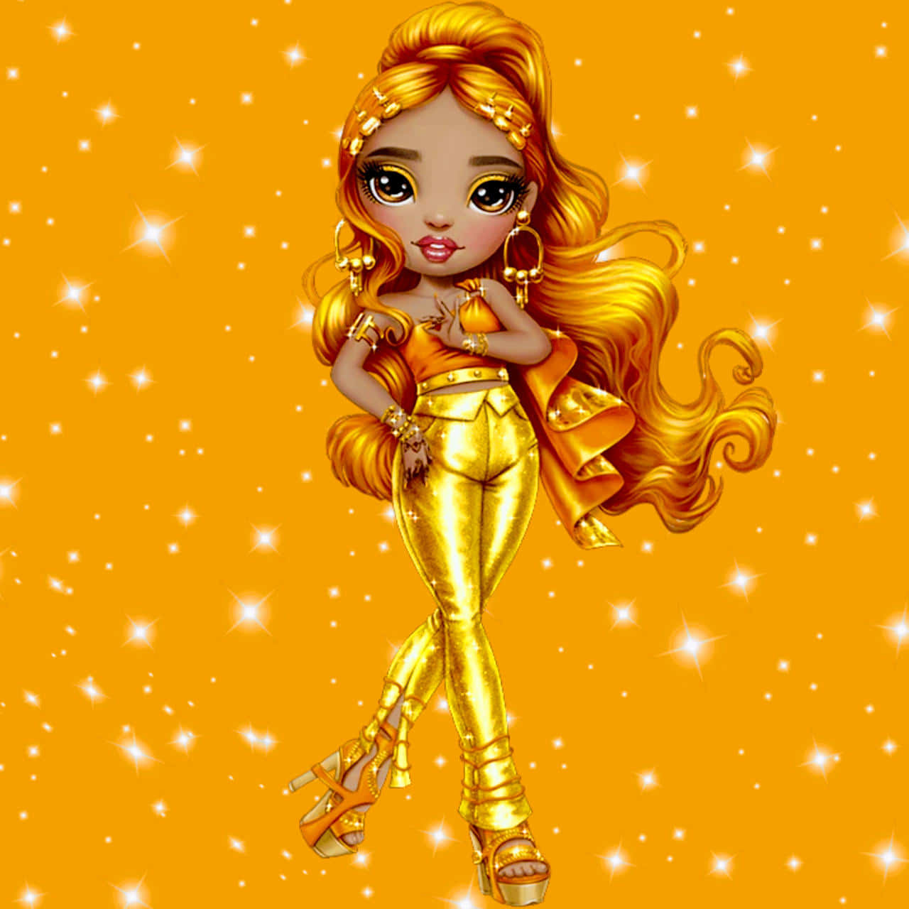 Rainbow High, golden hair, golden outfit, HD Desktop Wallpaper