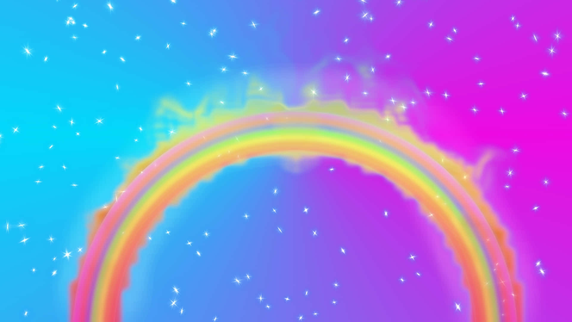 vibrant rainbow, glittering stars, gradient sky, Full HD Desktop Wallpaper