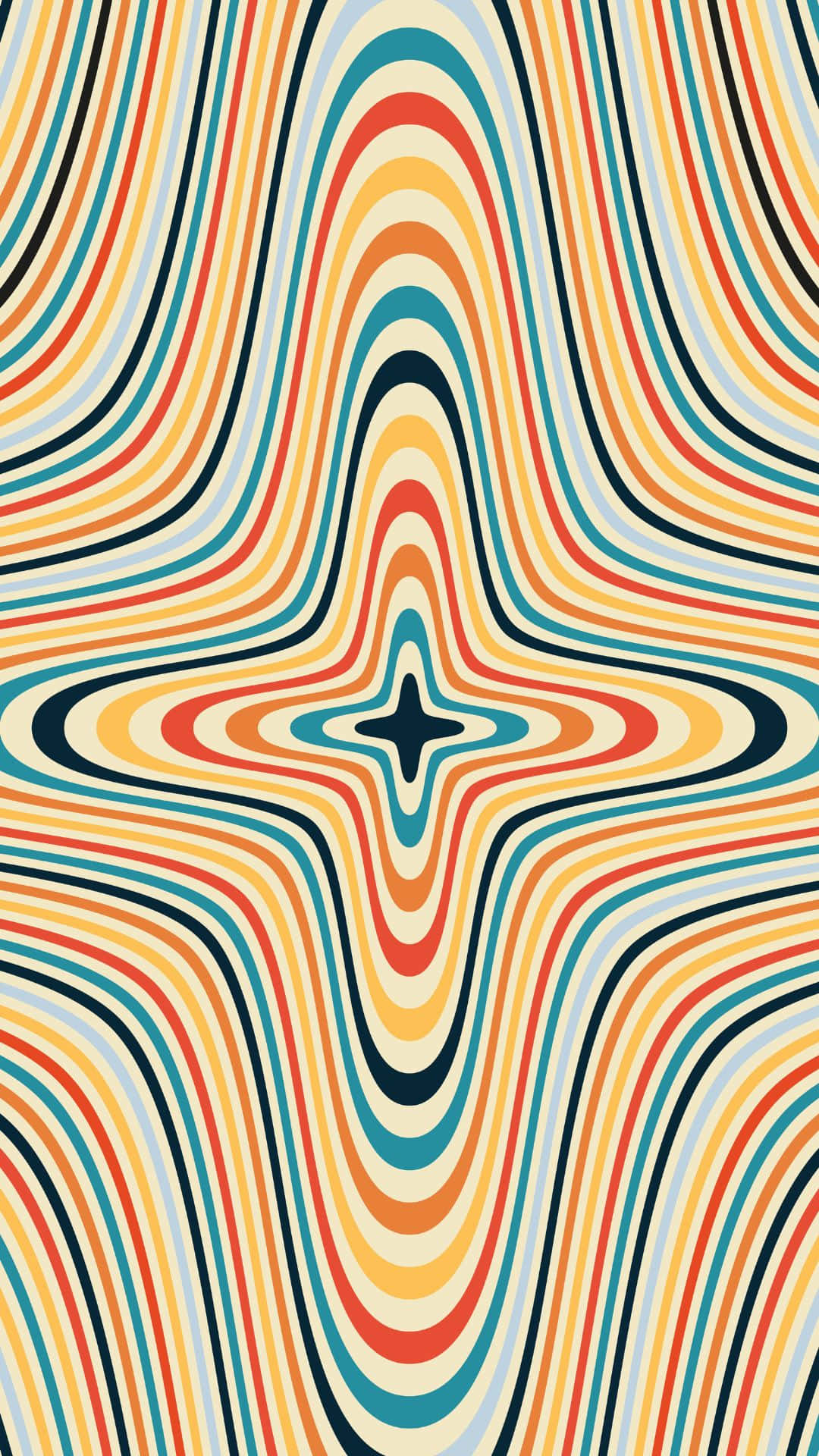 psychedelic star illusion, retro psychedelic waves, bold colors, Full HD Phone Wallpaper