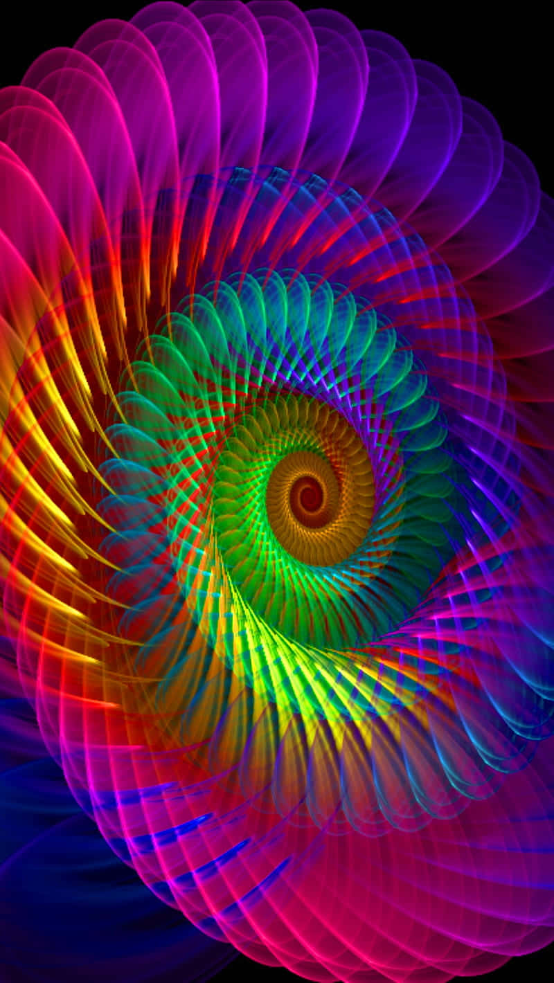 vibrant spiral, rainbow hues, black void, HD Phone Wallpaper