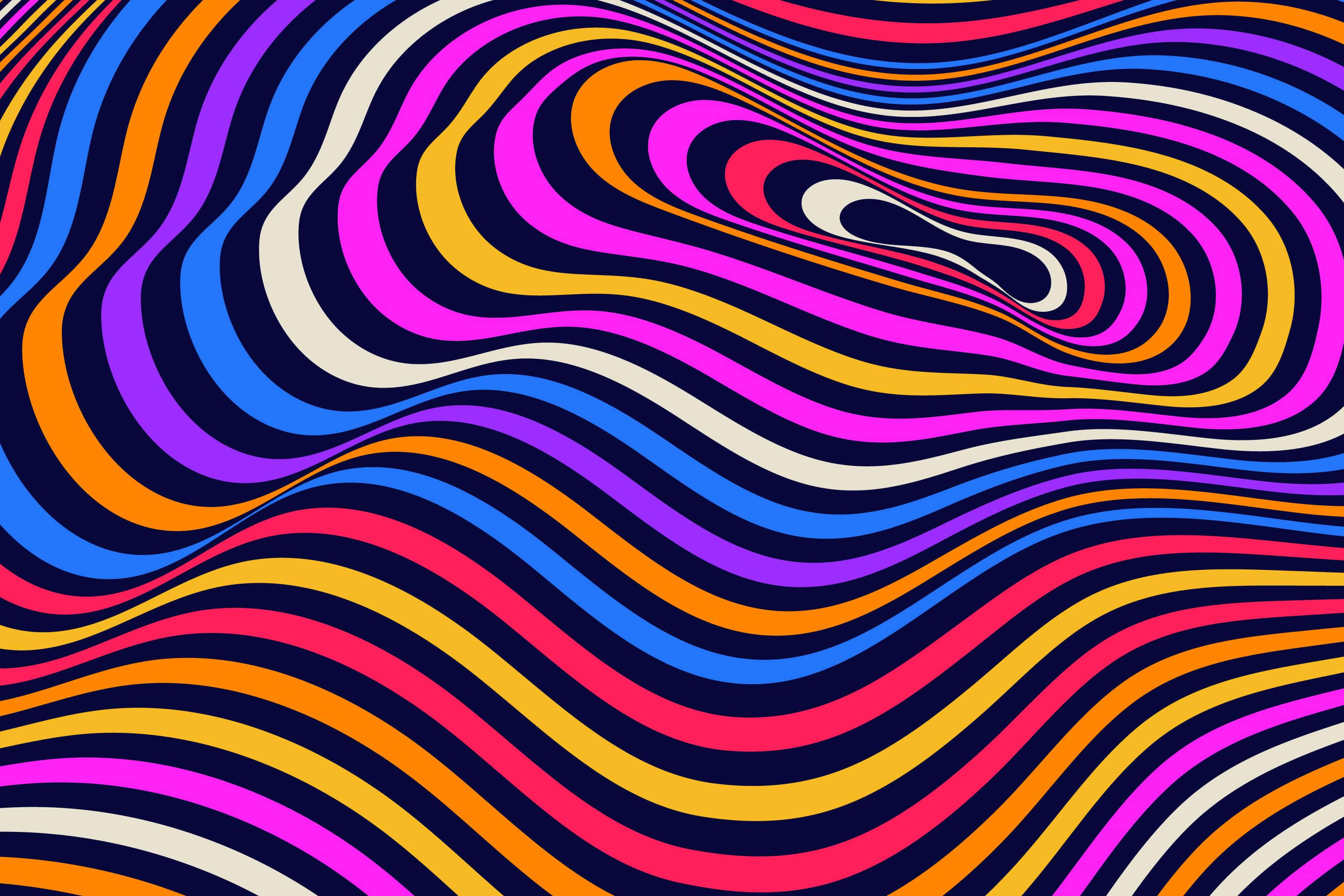 Vibrant Wave Illusion, neon colors, psychedelic waves, 2K Desktop Wallpaper