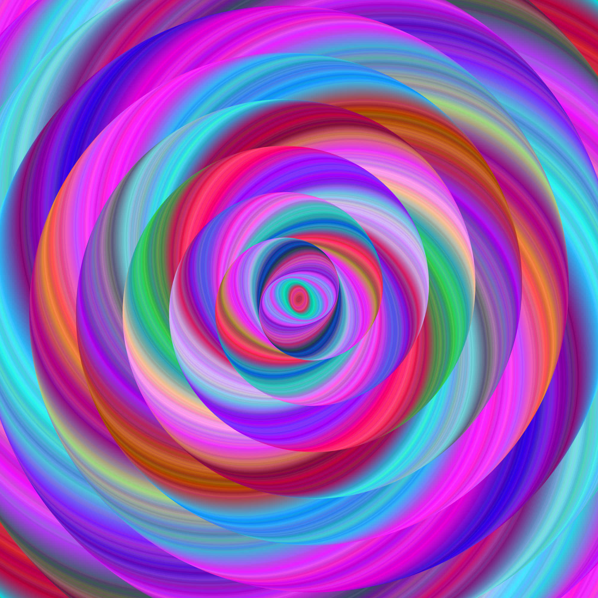 Vibrant Swirl Illusion, rainbow colors, concentric spirals, Full HD Desktop Wallpaper