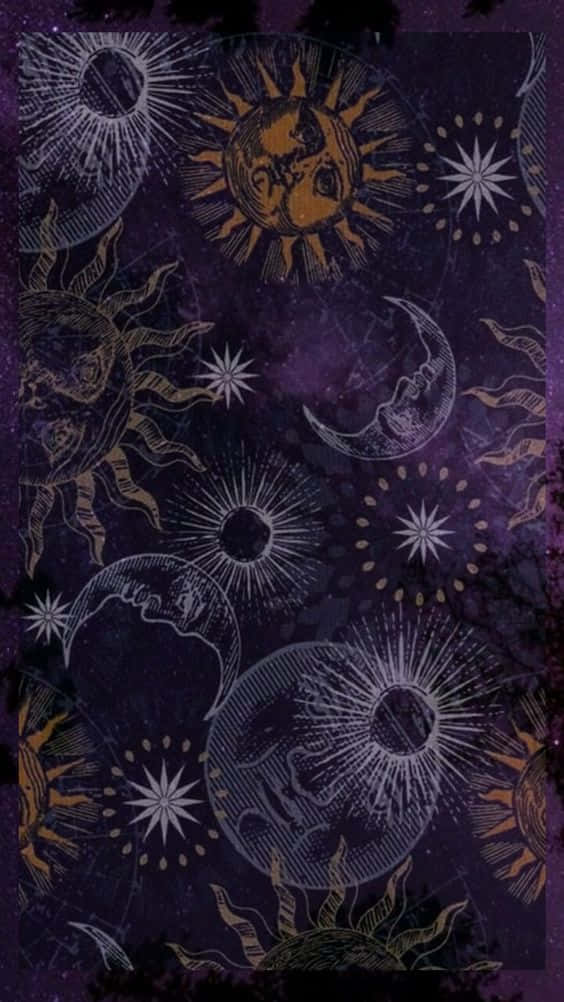 Celestial_ Dreams_ Pattern, sun, moon, SD Phone Wallpaper