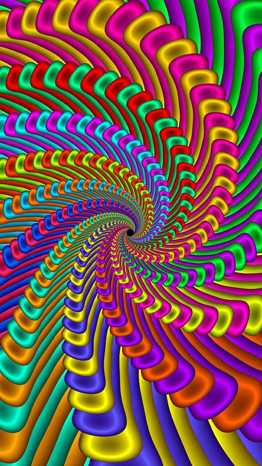 vibrant spiral illusion, rainbow-colored ribbons, glossy, HD Phone Wallpaper