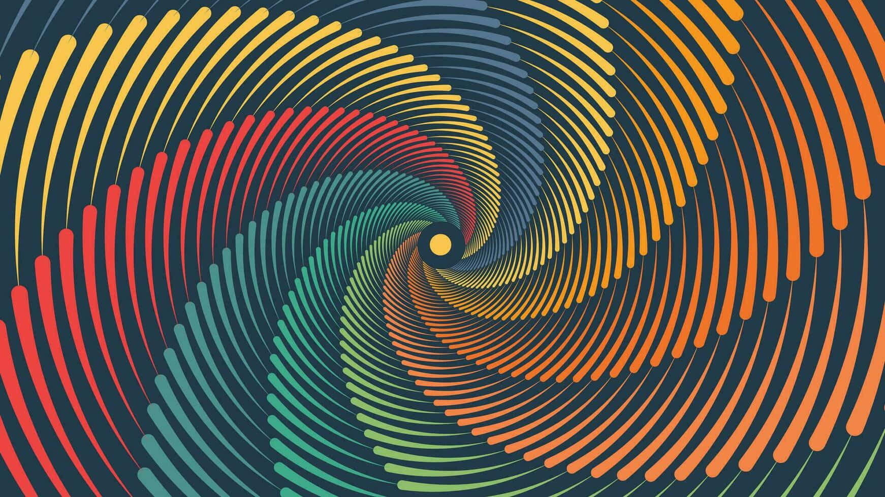 colorful spiral illusion, vibrant concentric arcs, red orange yellow and teal, HD Desktop Wallpaper
