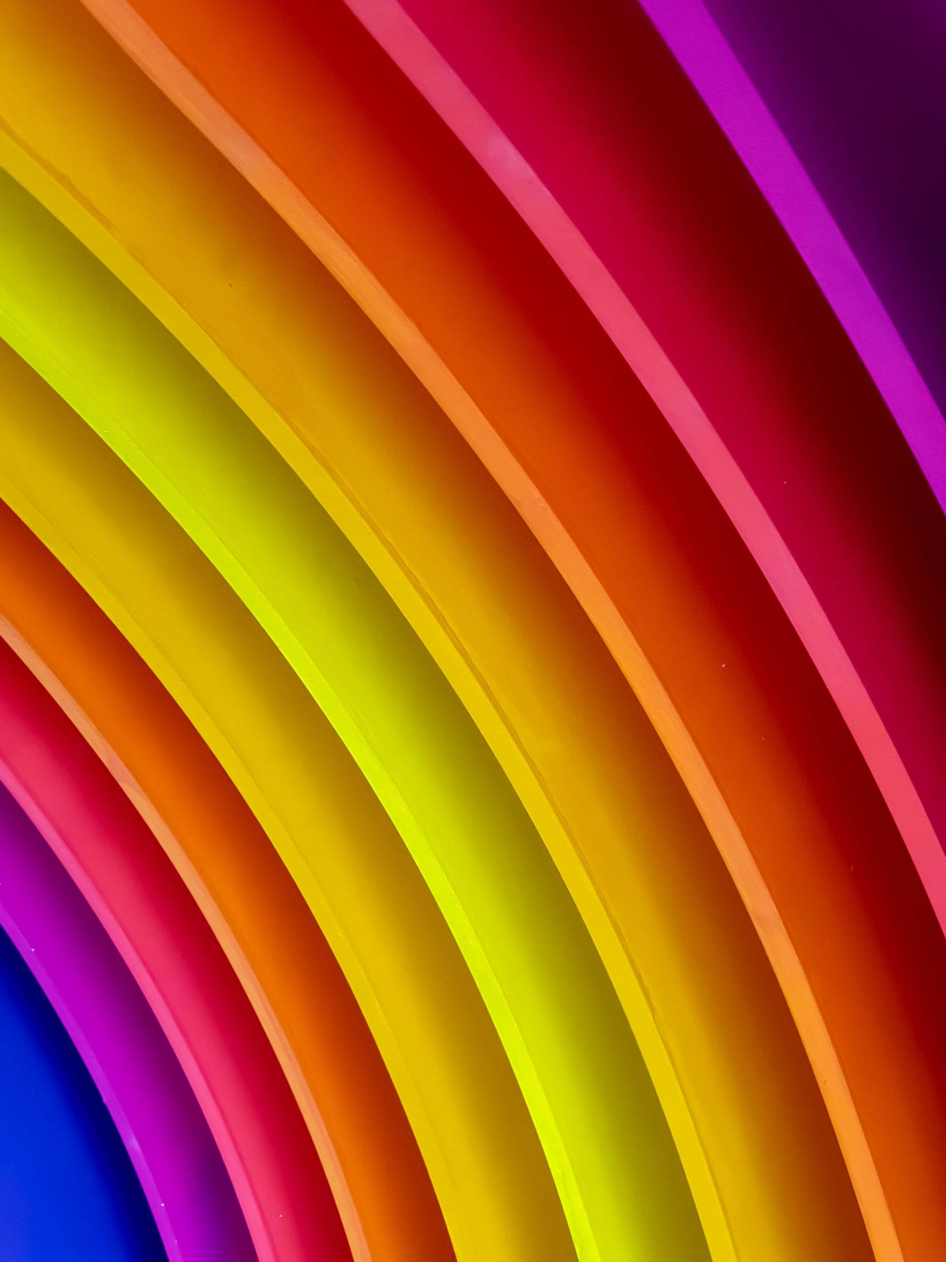 neon rainbow aesthetic, vibrant curved rainbow stripes, bold colors, 2K Phone Wallpaper