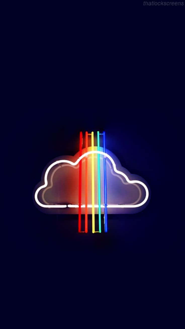 neon cloud, rainbow colored lights, vertical rainbow light beams, HD Phone Wallpaper