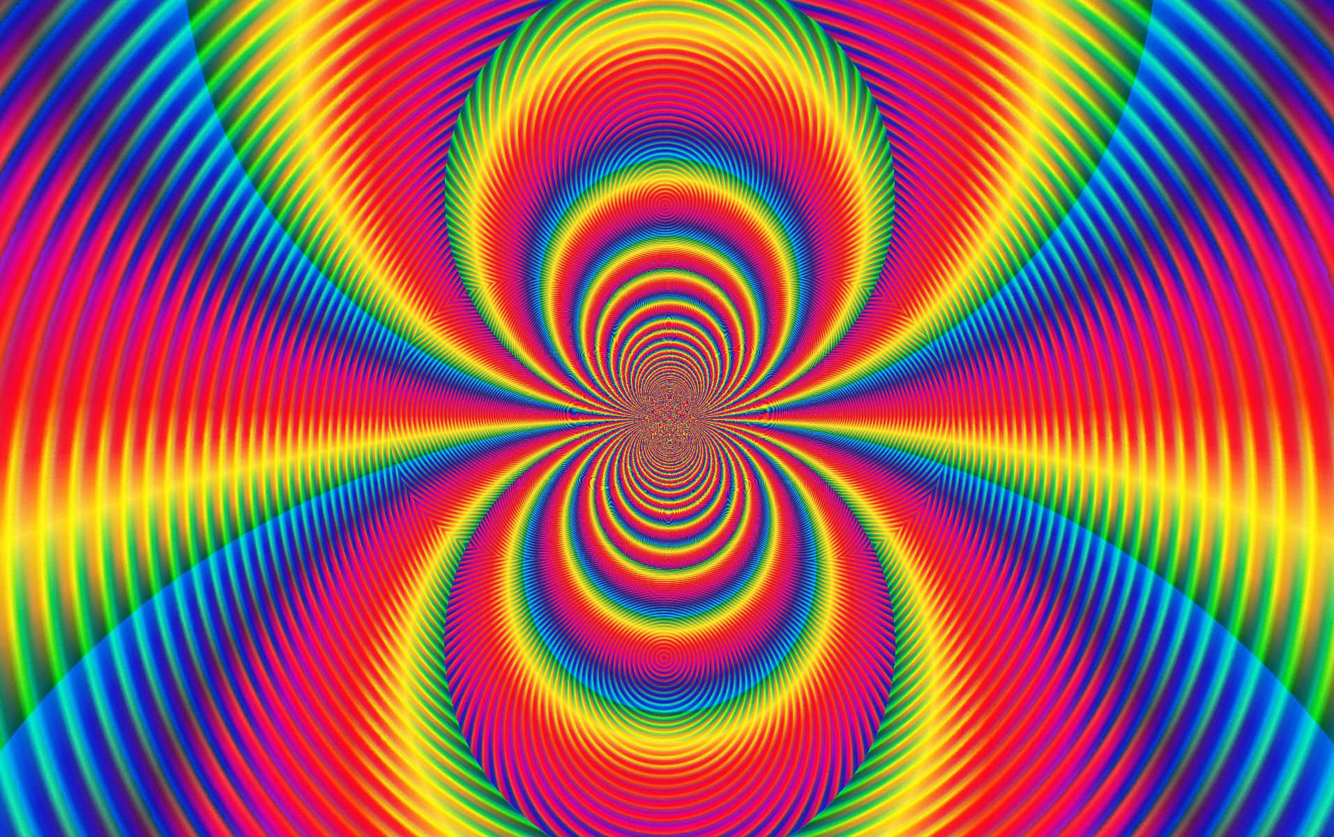 psychedelic color wave illusion, rainbow-colored concentric spirals, mesmerizing optical illusion tunnel effect, HD Desktop Wallpaper