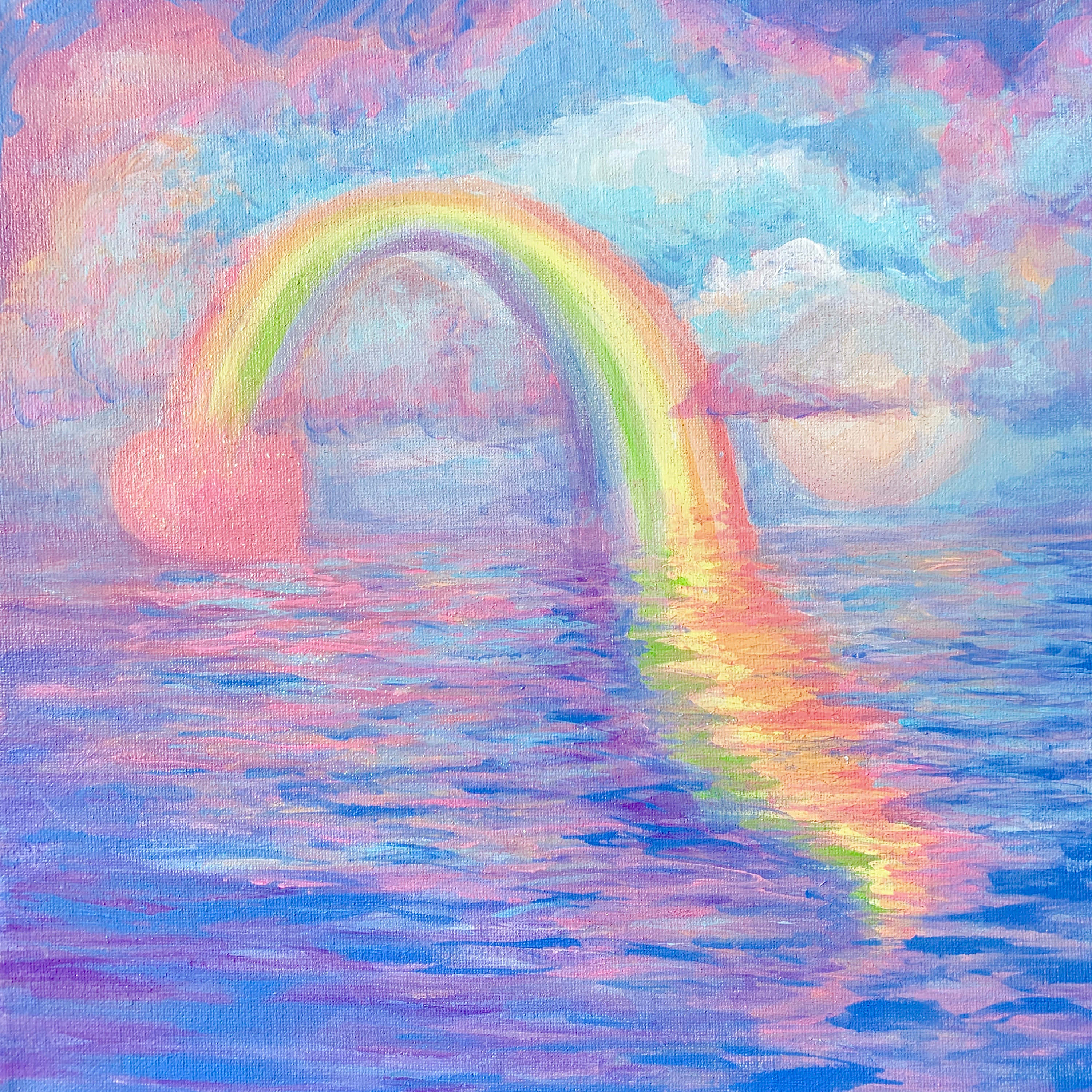 rainbow, ocean, pastel sky, 2K Desktop Wallpaper