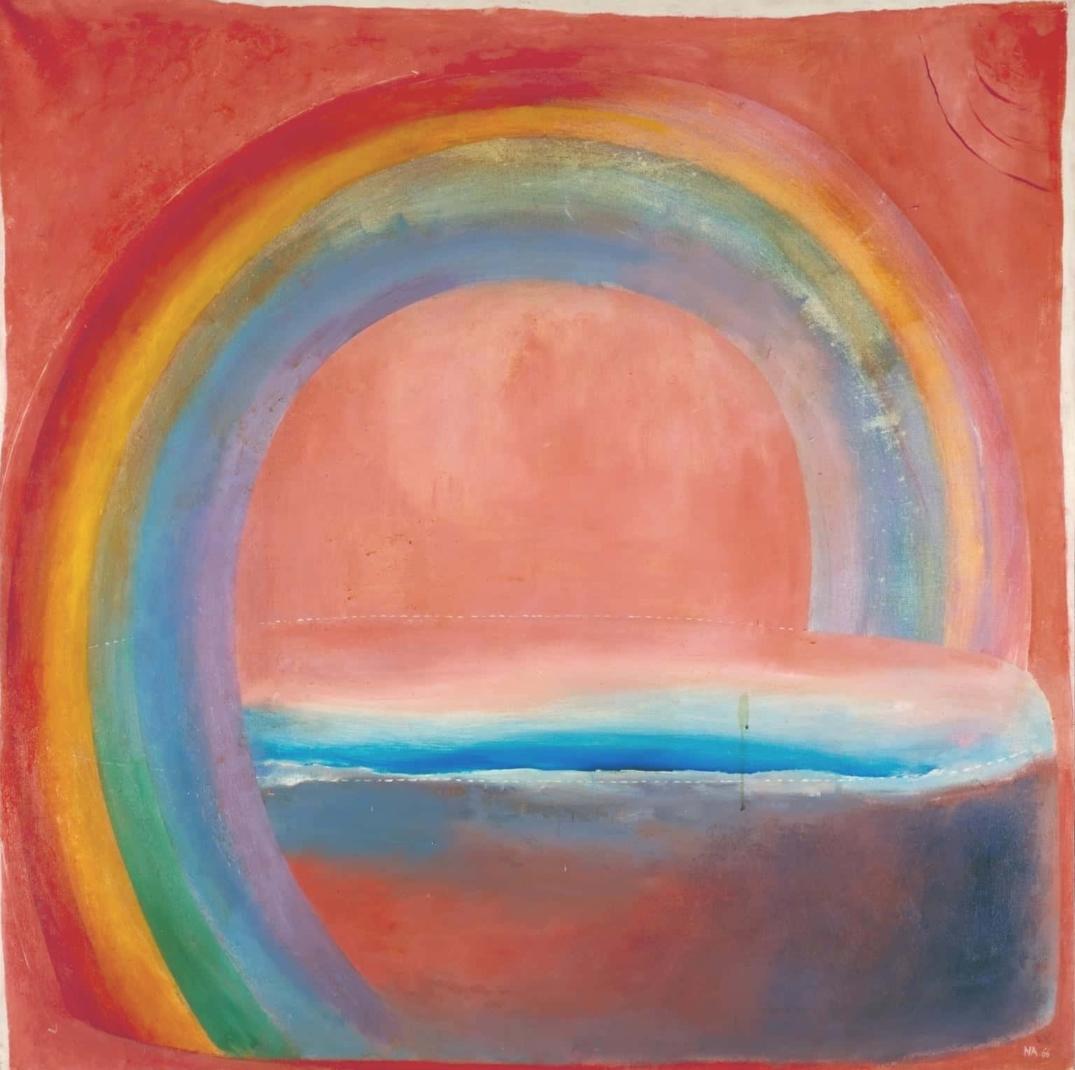 abstract rainbow art, rainbow arch, pink sun, HD Desktop Wallpaper
