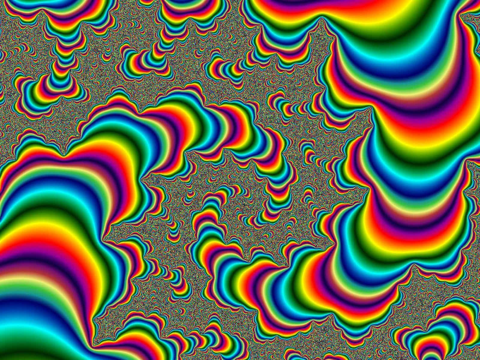 psychedelic fractal waves, rainbow hues, textured dark background, HD Desktop Wallpaper