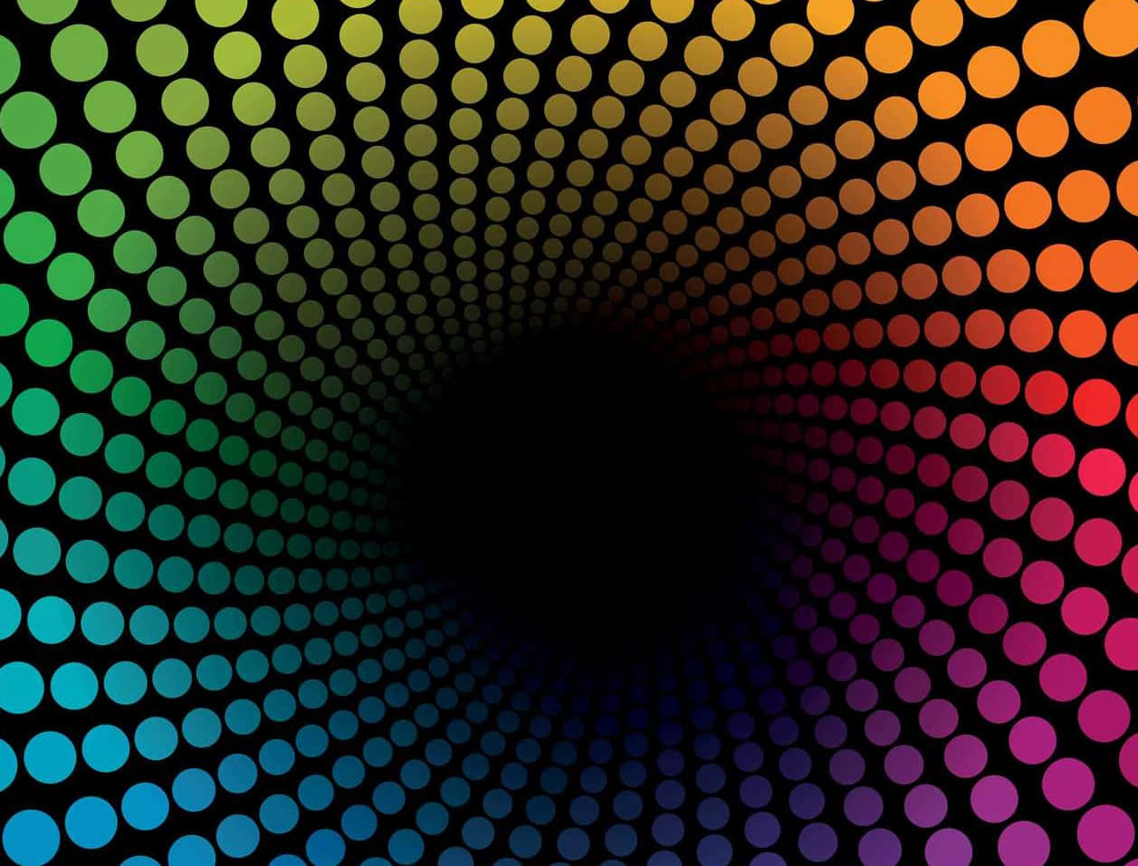 colorful dot spiral illusion, rainbow-colored dots, spiral inward, SD Desktop Wallpaper