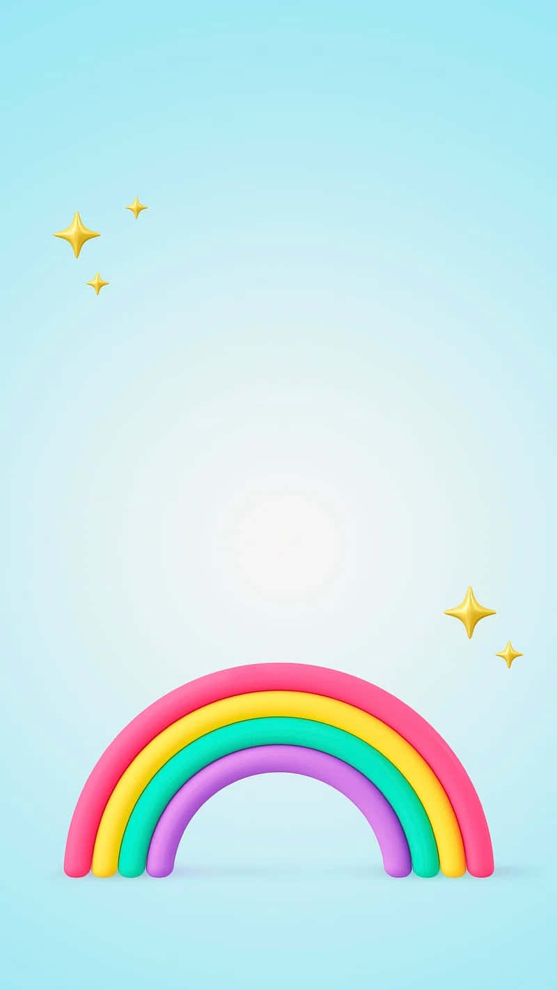 3d rainbow, pink, yellow, HD Phone Wallpaper
