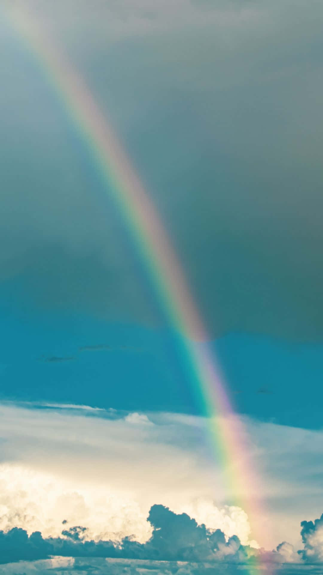Rainbow, sky, dark clouds, Full HD Phone Wallpaper