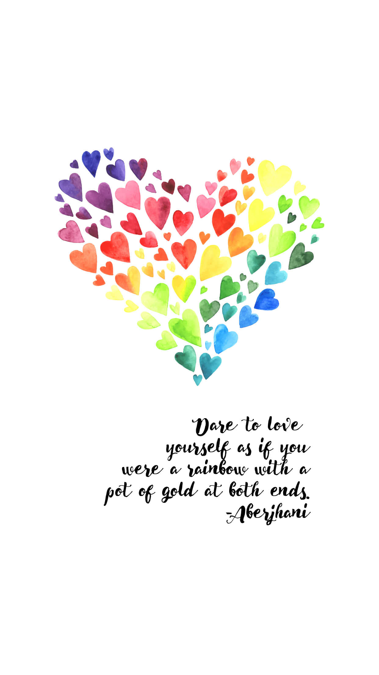 rainbow iPhone, vibrant watercolor heart, rainbow-colored hearts, Full HD Phone Wallpaper