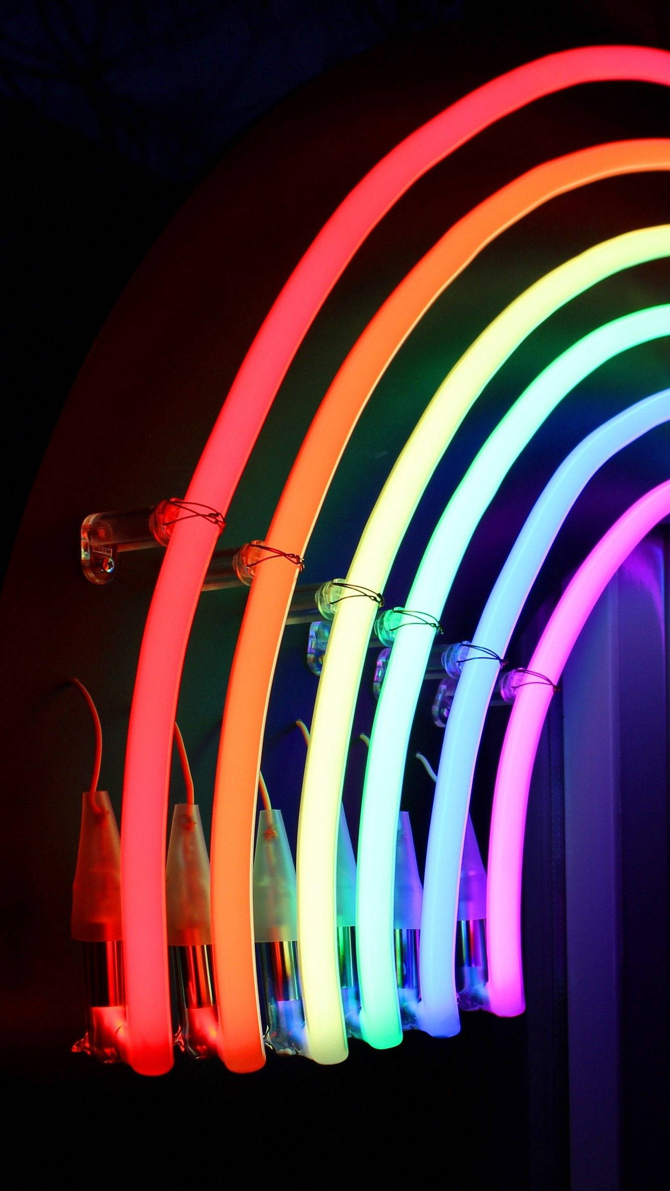 iPhone 11, neon tubes, glowing rainbow arch, Full HD Phone Wallpaper