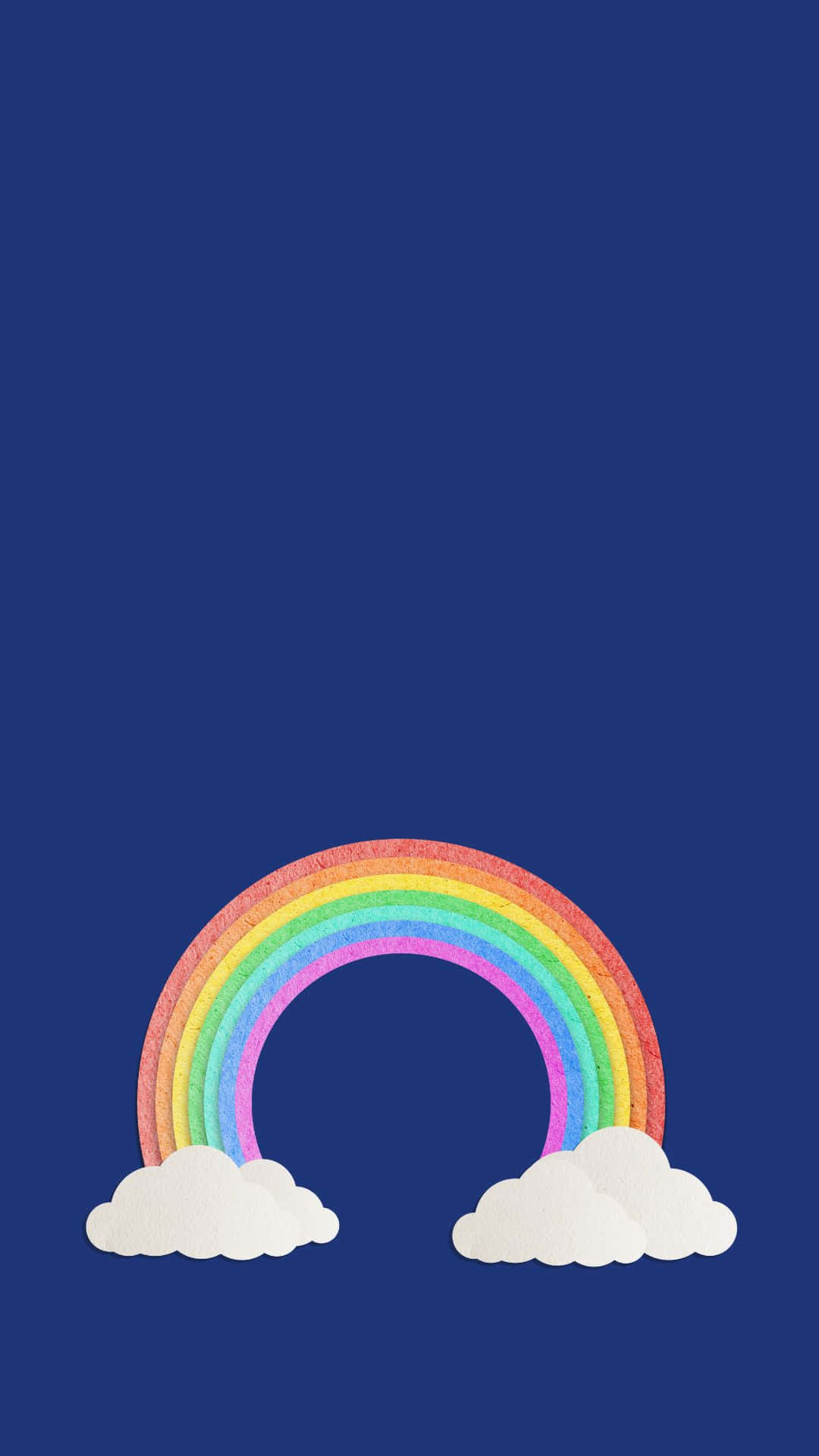 rainbow, clouds, blue background, Full HD Phone Wallpaper