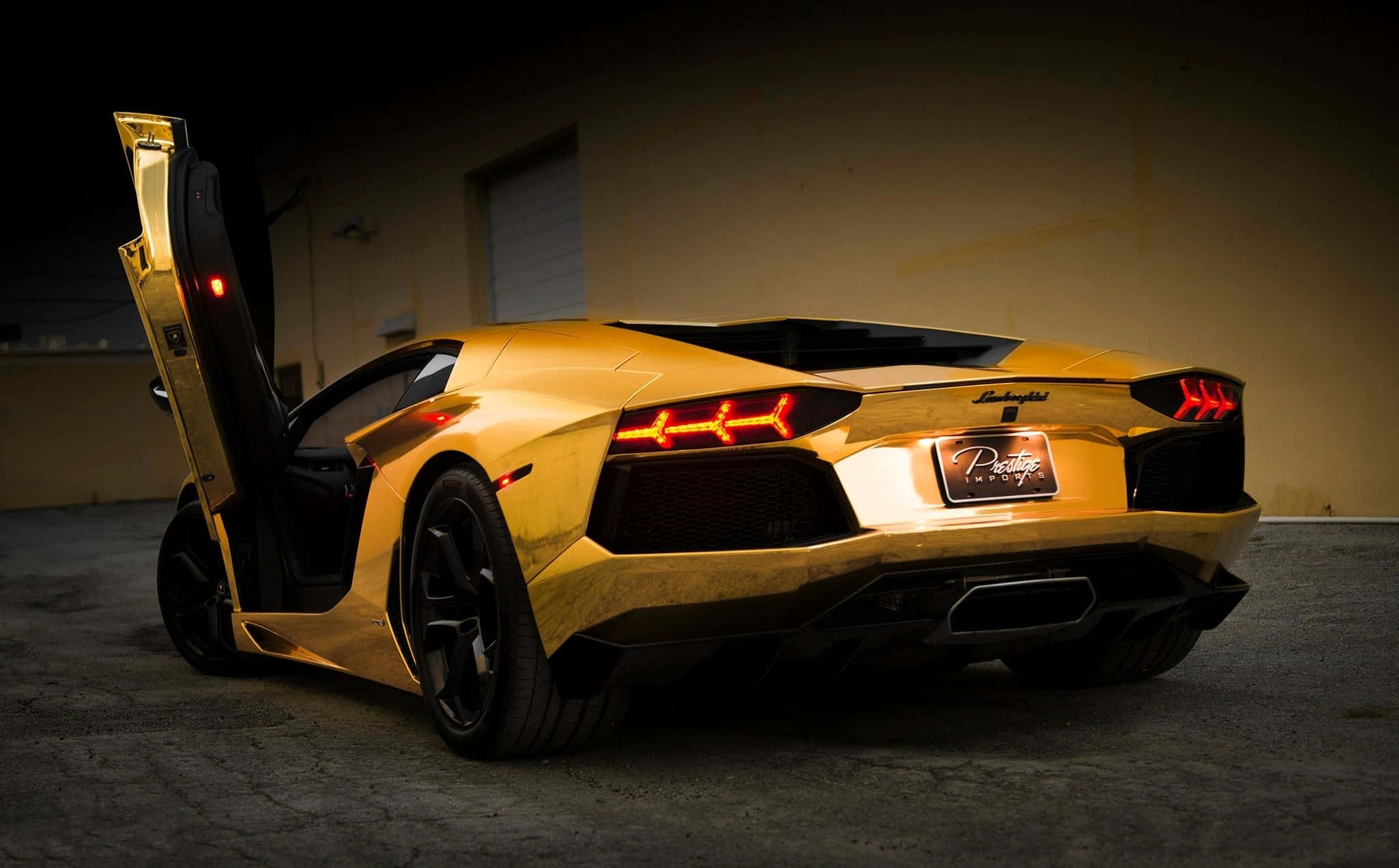 Lamborghini, gold Lamborghini, scissor doors, Full HD Desktop Wallpaper