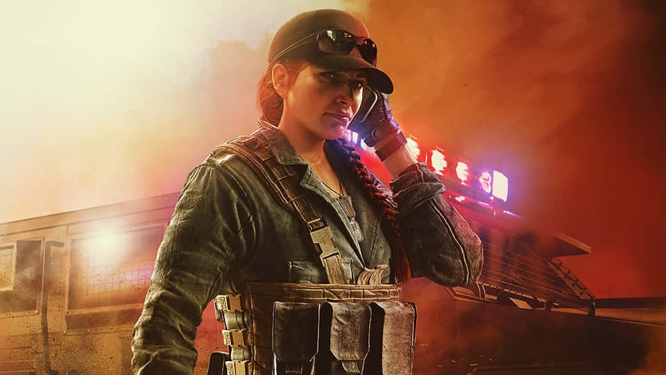 Rainbow Six Siege, Ash, fiery orange smoke, SD Desktop Wallpaper