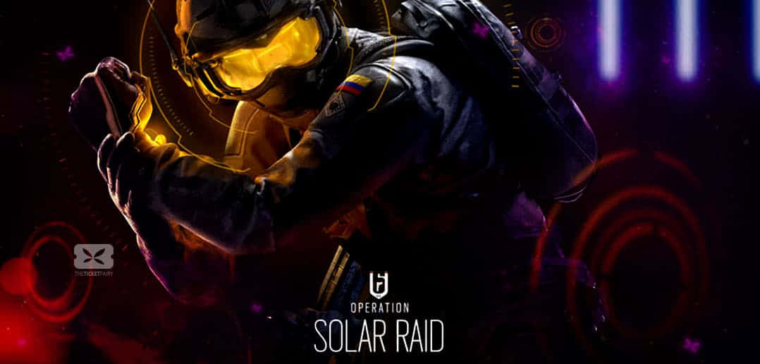 Rainbow Six Siege Bandit, glowing yellow visor, dark armor, SD Desktop Wallpaper