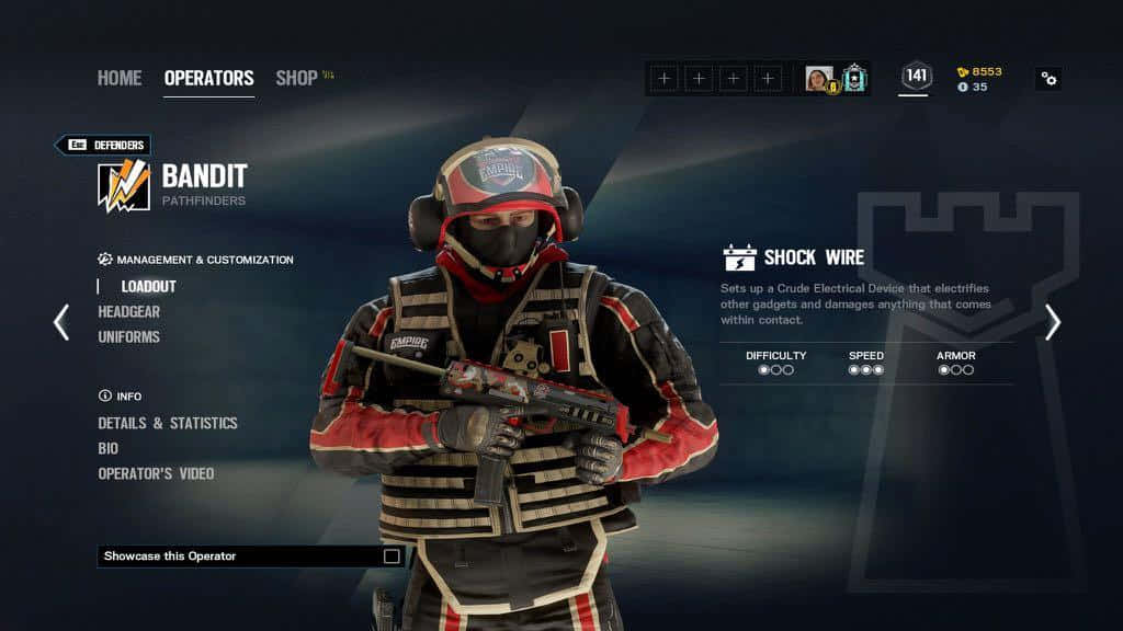 Rainbow Six Siege, Bandit, red and black gear, SD Desktop Wallpaper
