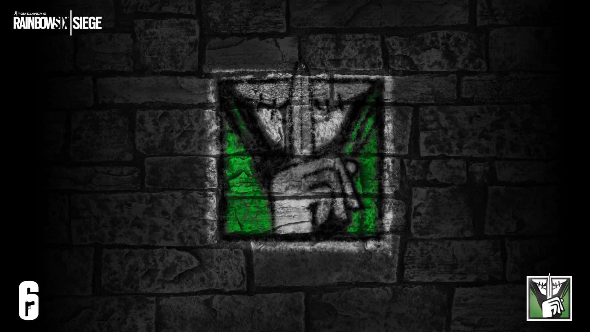 Rainbow Six Siege, Caveira, glowing green graffiti logo, Full HD Desktop Wallpaper