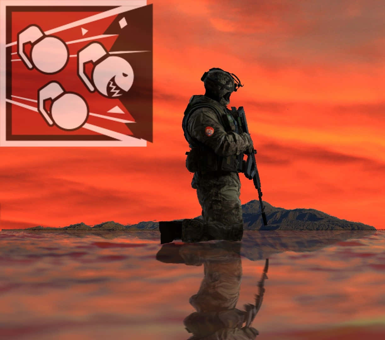 Rainbow Six Siege, Fuze, fiery orange sunset, SD Desktop Wallpaper