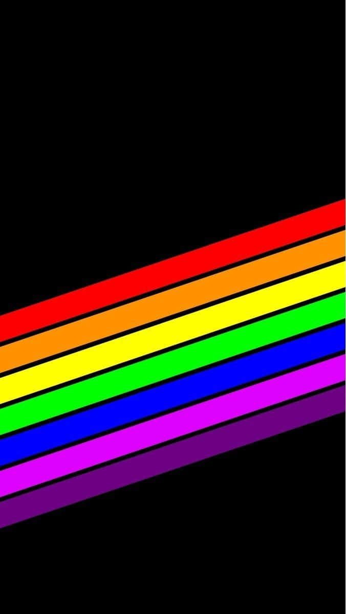 LGBT, diagonal rainbow stripes, black background, SD Phone Wallpaper