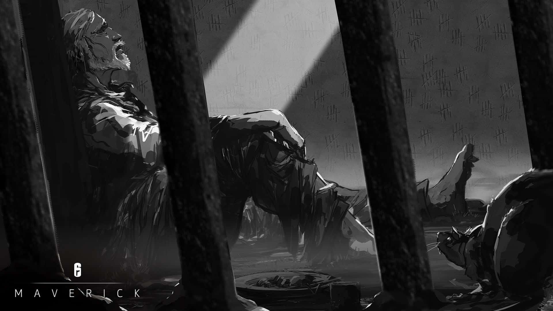 Rainbow Six Siege Maverick, gaunt figure, cage with bars, Full HD Desktop Wallpaper