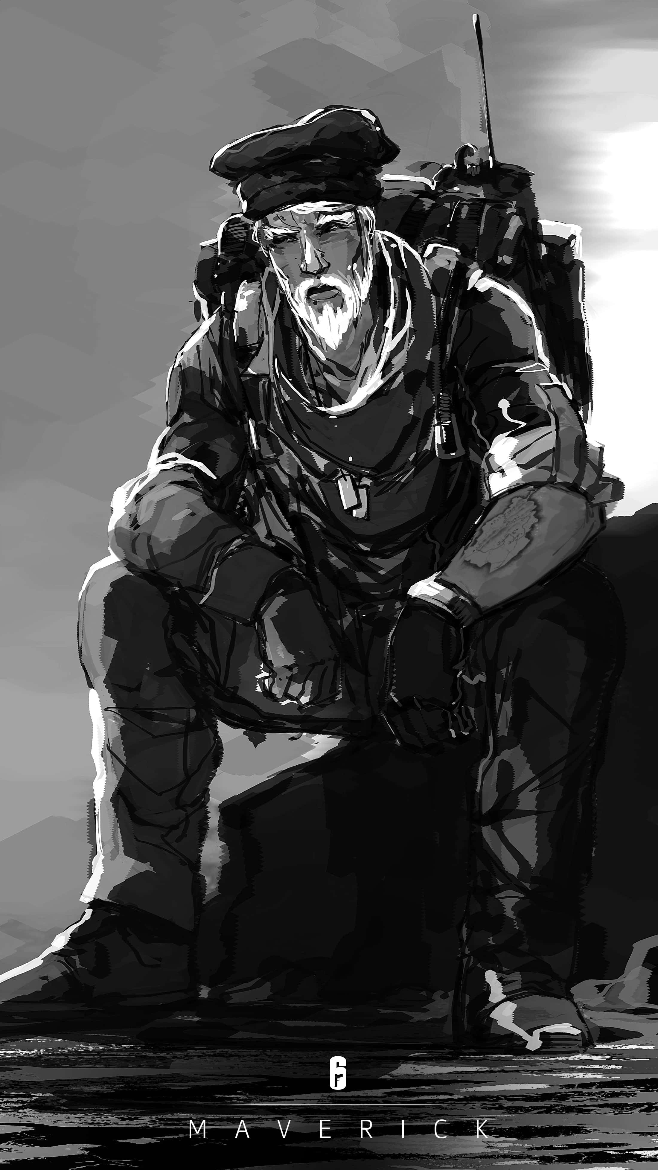 Rainbow Six Siege, Maverick, monochrome, 4K Phone Wallpaper