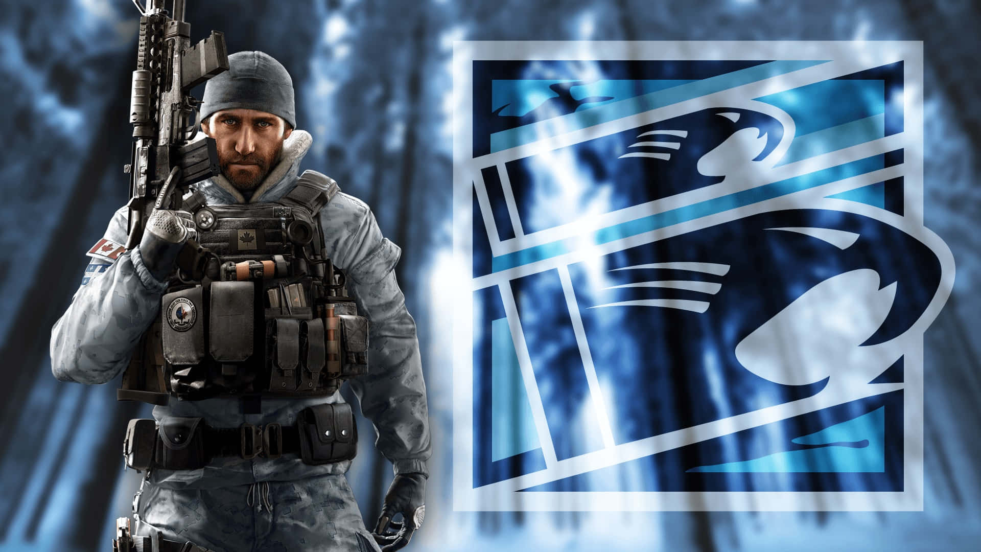 Rainbow Six Siege Operators, tactical gear, glowing blue eagle emblem, Full HD Desktop Wallpaper