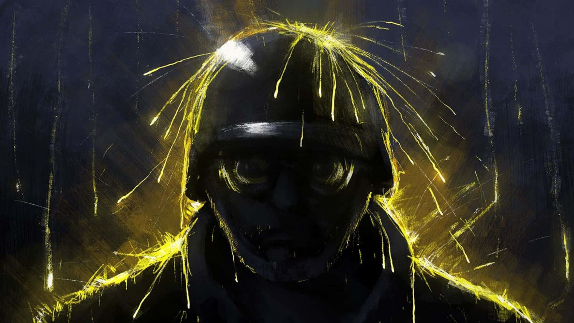 Rainbow Six Siege Operators, dark helmeted figure, glowing yellow sparks, Full HD Desktop Wallpaper