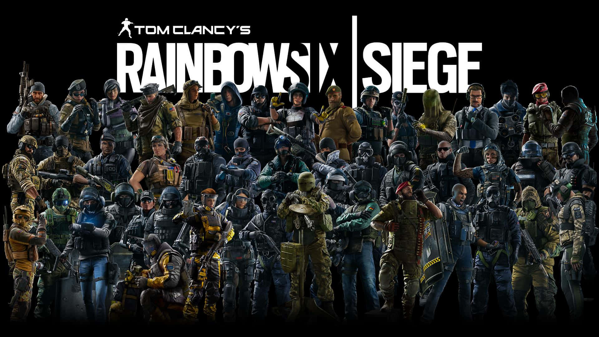 Rainbow Six Siege Operators, full gear, black background, Full HD Desktop Wallpaper
