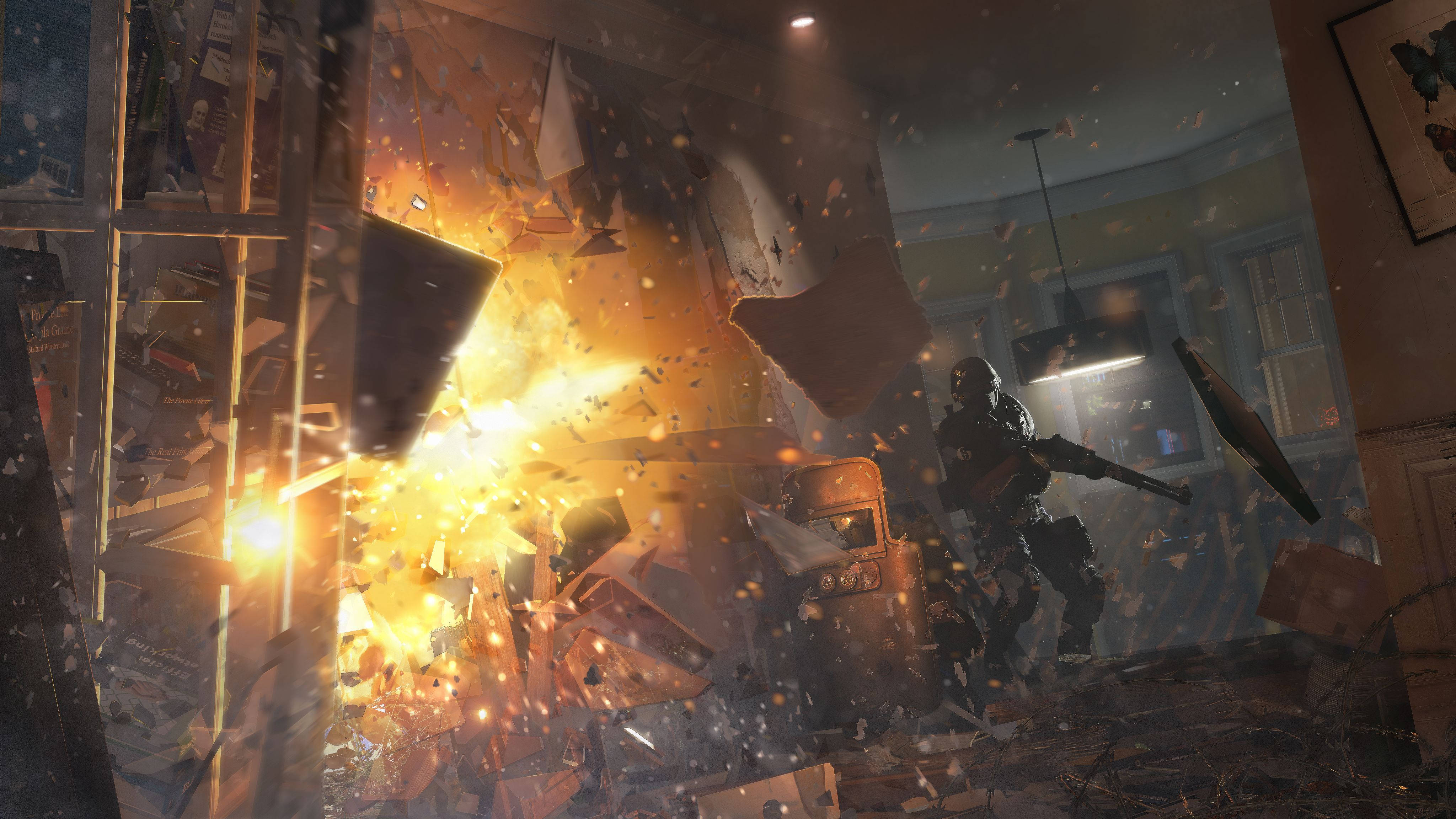 Rainbow Six Siege, explosive breakthrough, soldier, 4K Desktop Wallpaper