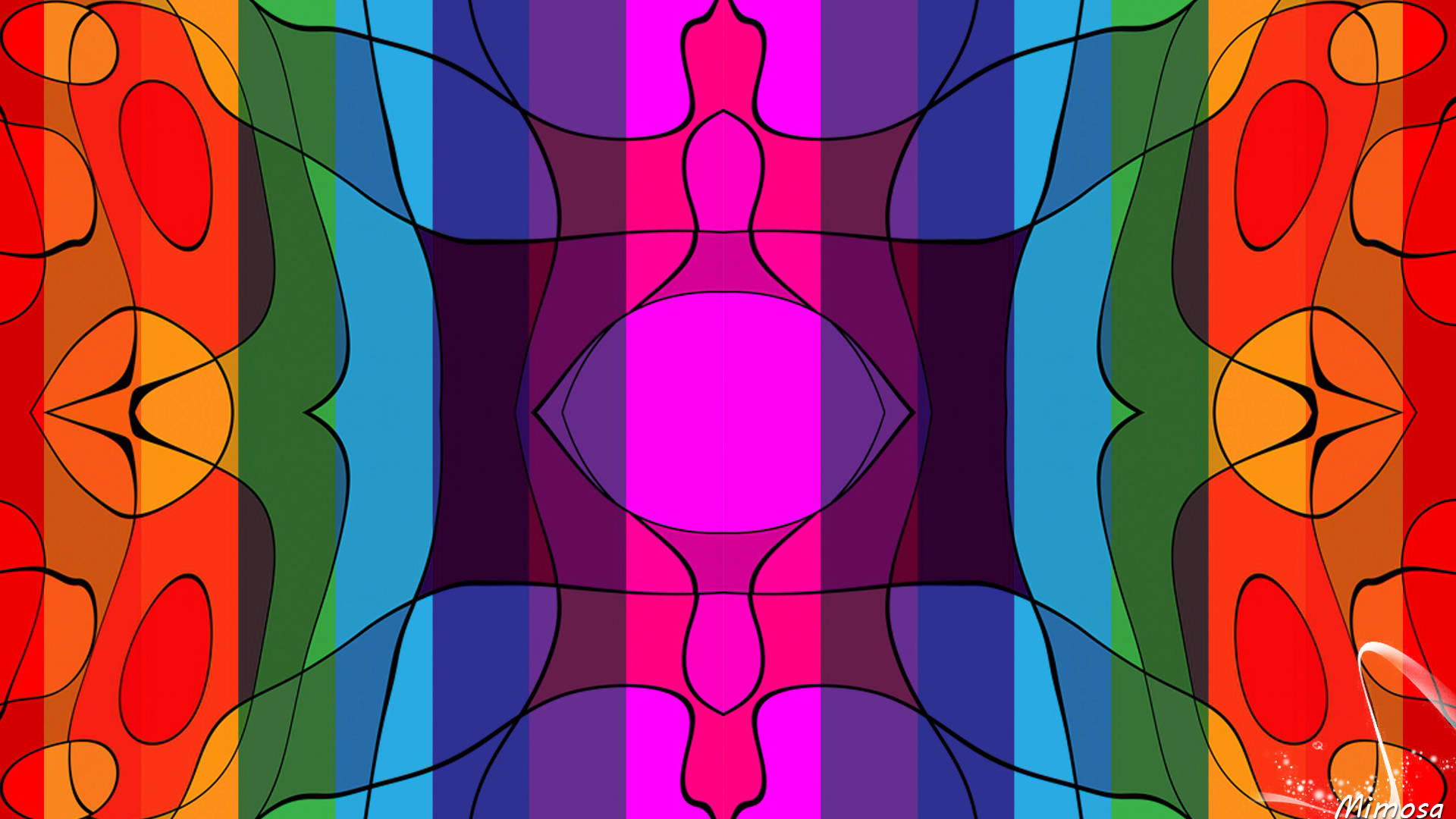 rainbow stripes, neon hues, geometric shapes, Full HD Desktop Wallpaper